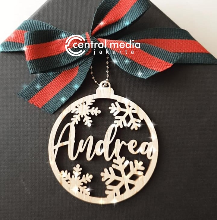 Hang Tag Natal Kayu Custom Nama